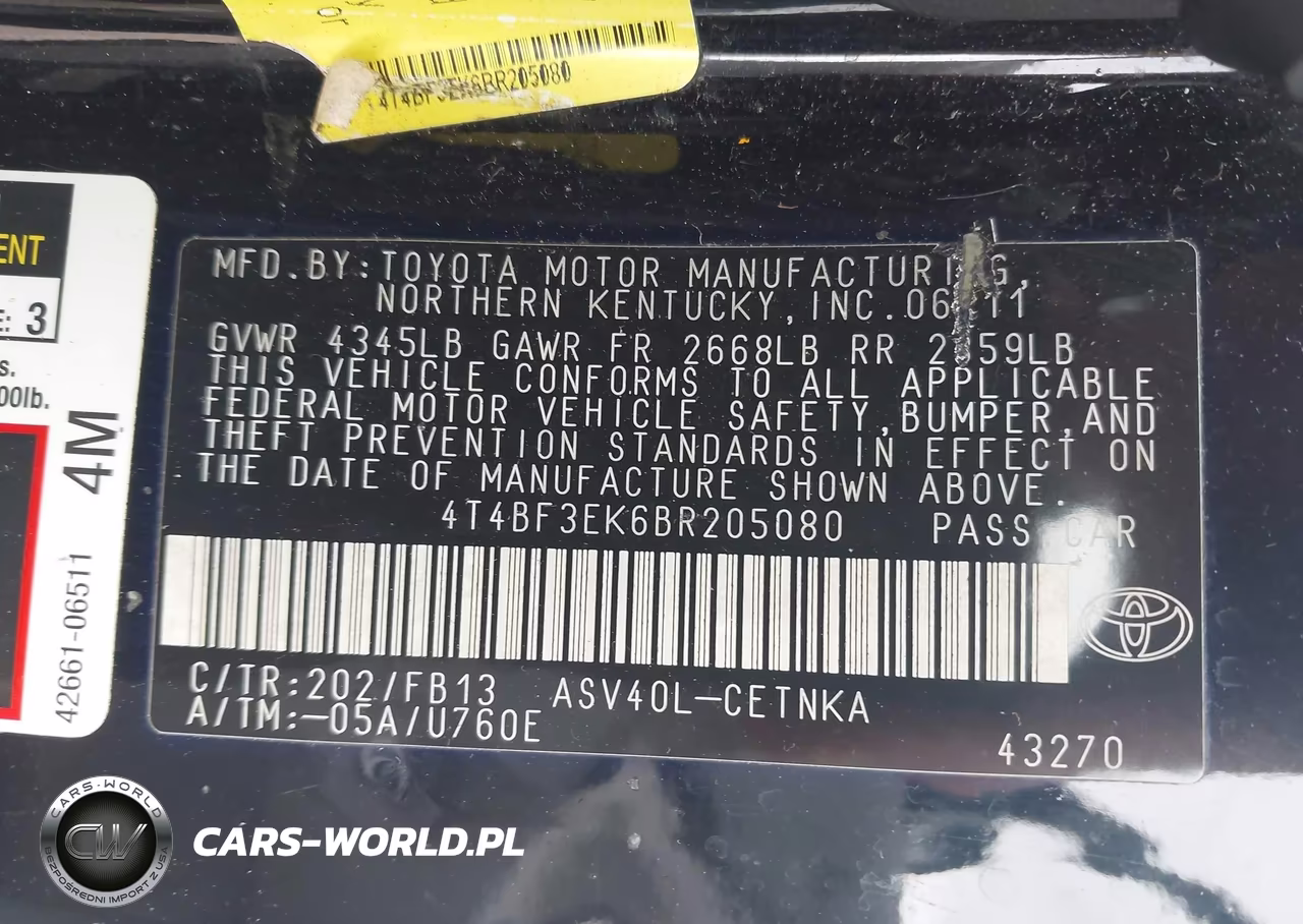 2011 Toyota Camry Le VIN:4T4BF3EK6BR205080 - 9