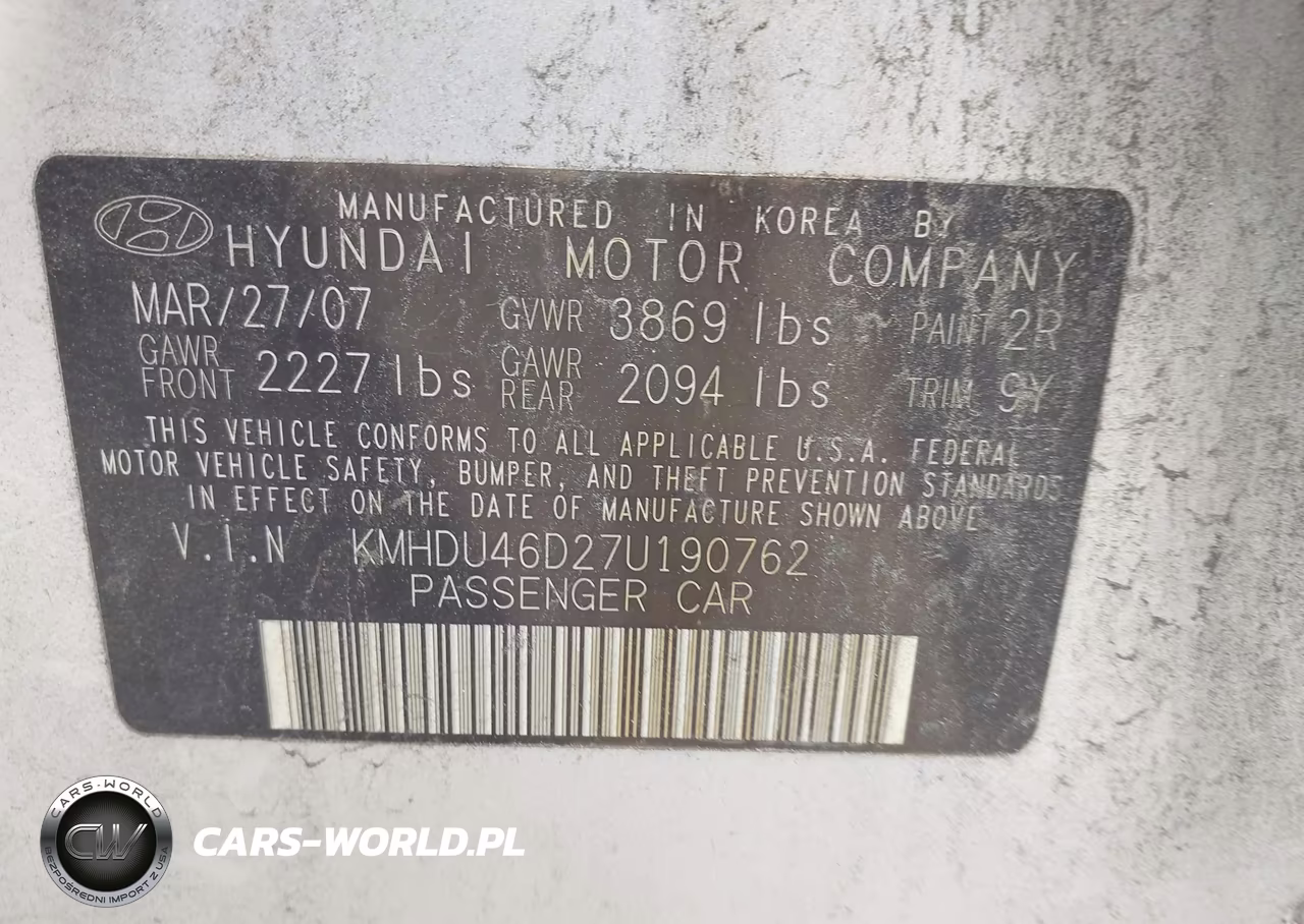 2007 Hyundai Elantra Gls-Limited-Se VIN:KMHDU46D27U190762 - 9