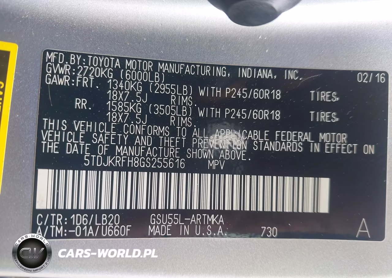 2016 Toyota Highlander Xle V6 VIN:5TDJKRFH8GS255616 - 9