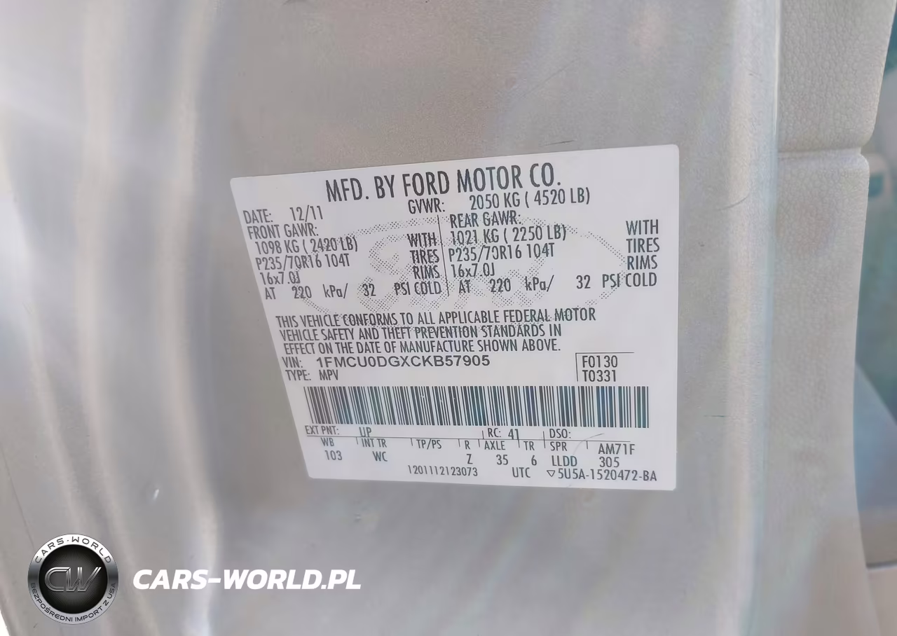 2012 Ford Escape Xlt VIN:1FMCU0DGXCKB57905 - 9