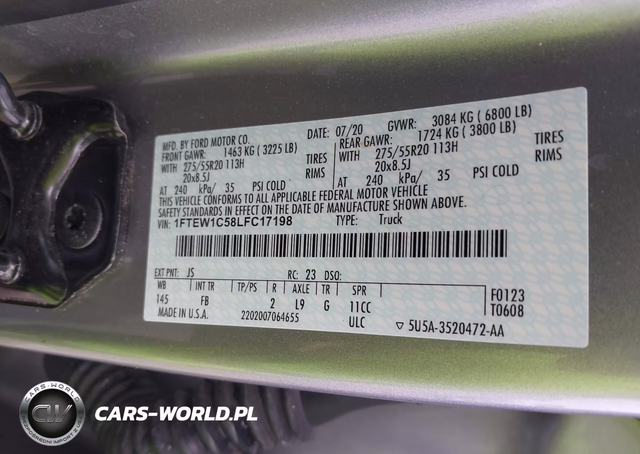 2020 Ford F-150 Xlt VIN:1FTEW1C58LFC17198 - 9