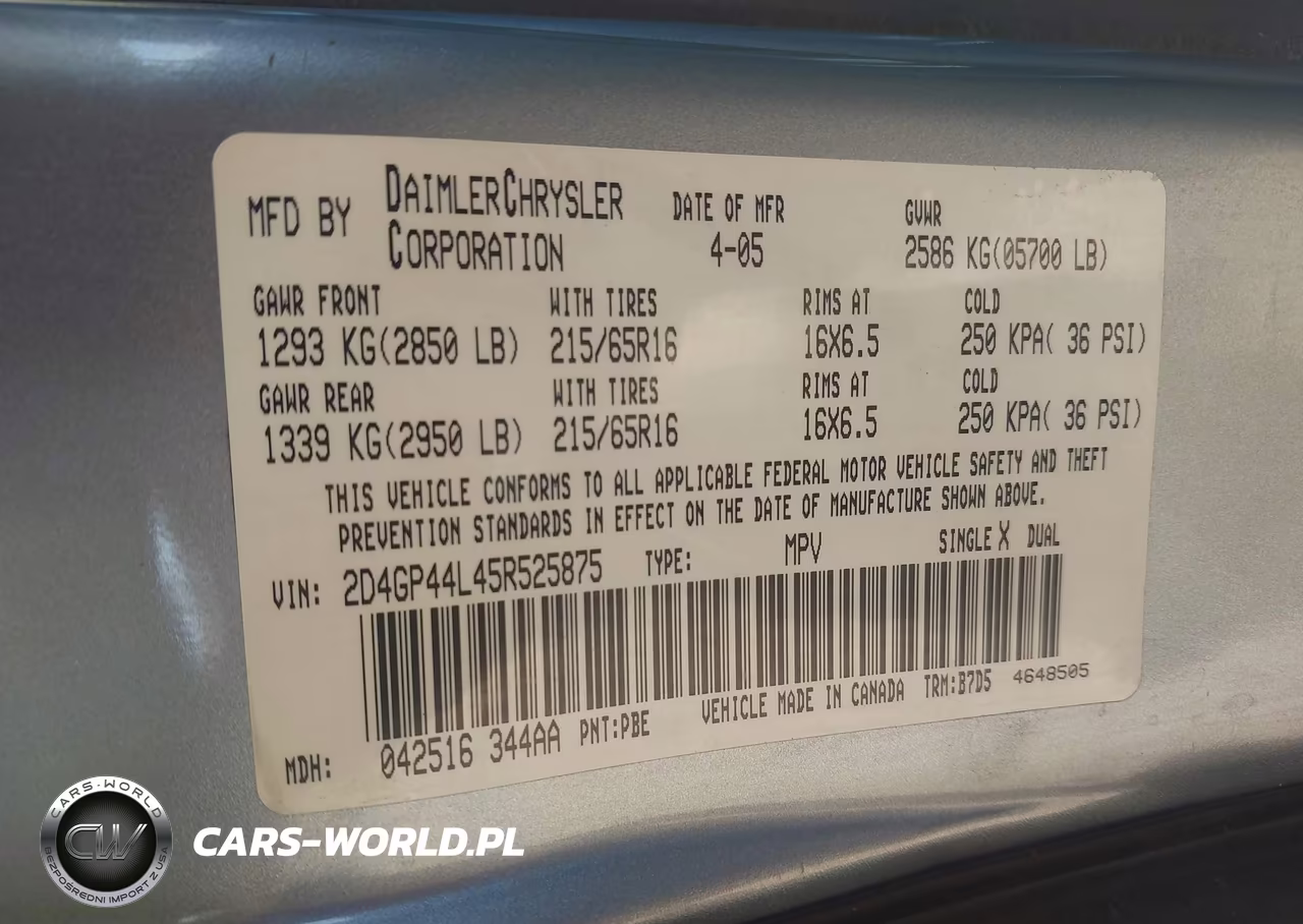 2005 Dodge Grand Caravan Sxt VIN:2D4GP44L45R525875 - 9