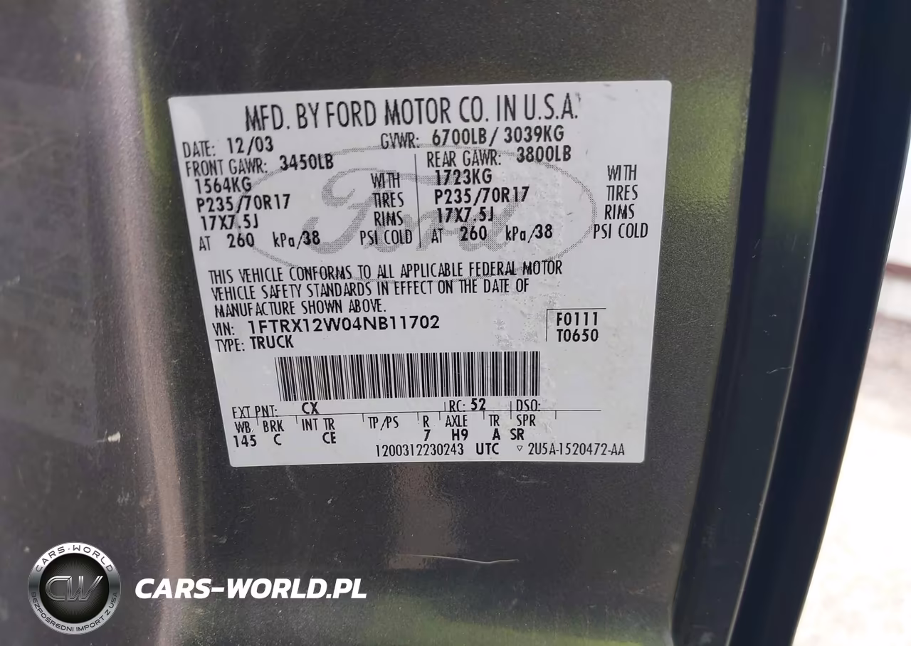 2004 Ford F-150 Stx-Xl-Xlt VIN:1FTRX12W04NB11702 - 9