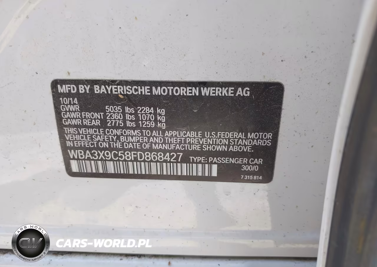 2015 BMW 335I Gran Turismo xDrive VIN:WBA3X9C58FD868427 - 9