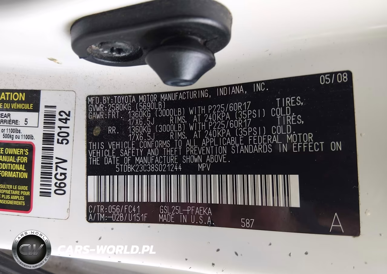2008 Toyota Sienna Le VIN:5TDBK23C38S021244 - 9