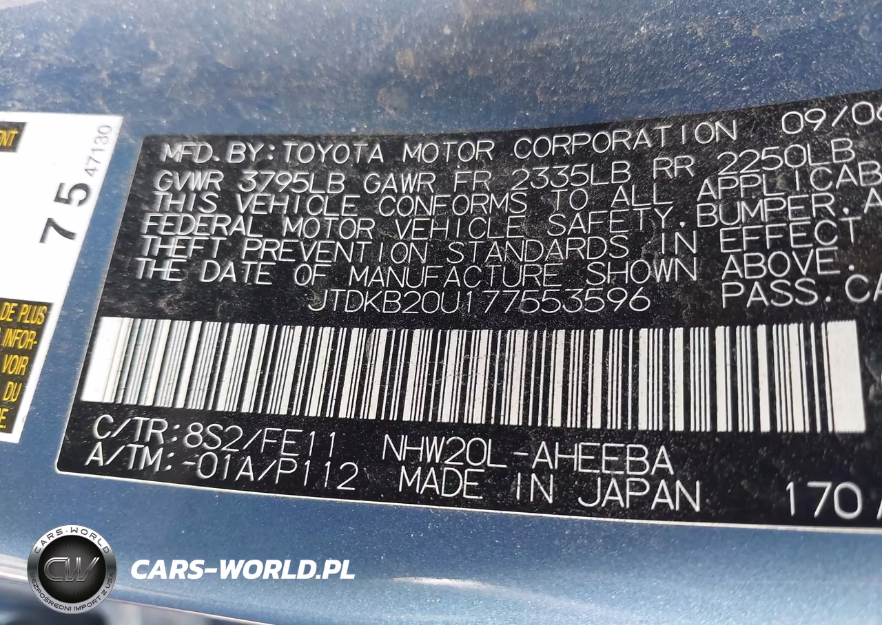 2007 Toyota Prius VIN:JTDKB20U177553596 - 9