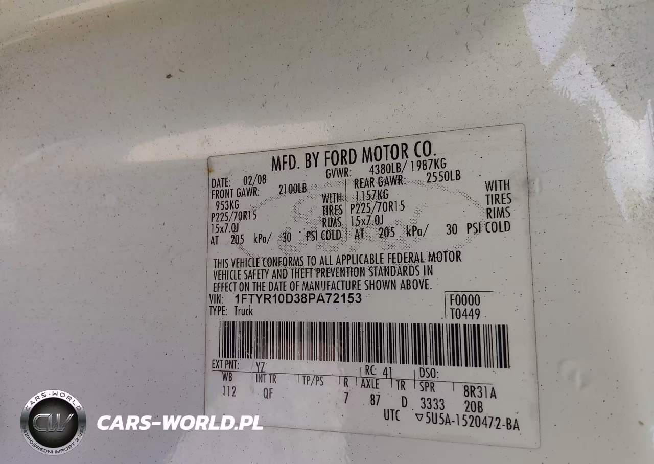 2008 Ford Ranger Xl-Xlt VIN:1FTYR10D38PA72153 - 9