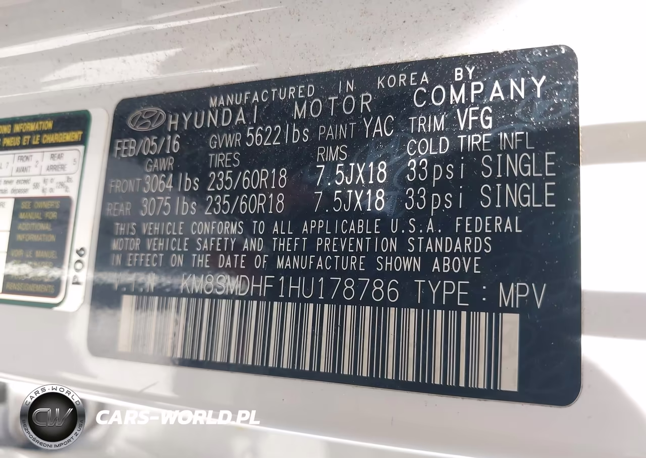 2017 Hyundai Santa Fe Se VIN:KM8SMDHF1HU178786 - 9