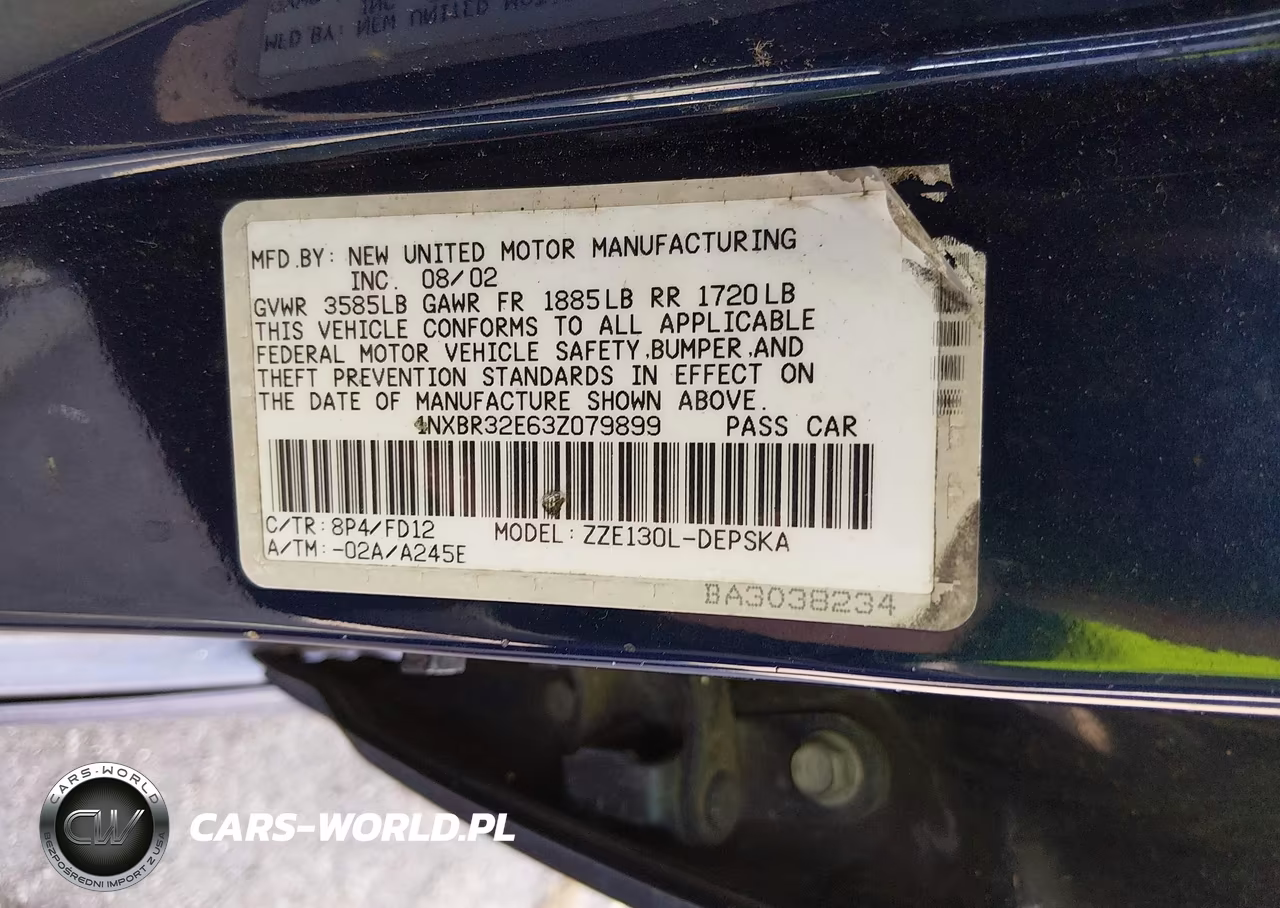 2003 Toyota Corolla S VIN:1NXBR32E63Z079899 - 9