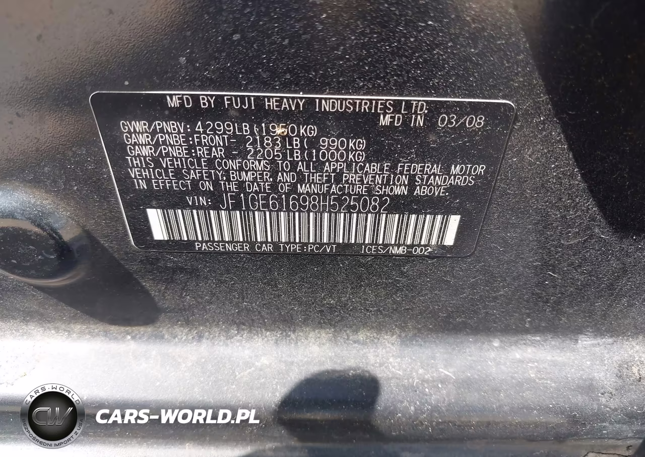 2008 Subaru Impreza 2.5I VIN:JF1GE61698H525082 - 9