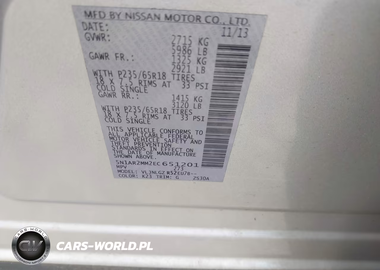 2014 Nissan Pathfinder Sl VIN:5N1AR2MM2EC651201 - 9