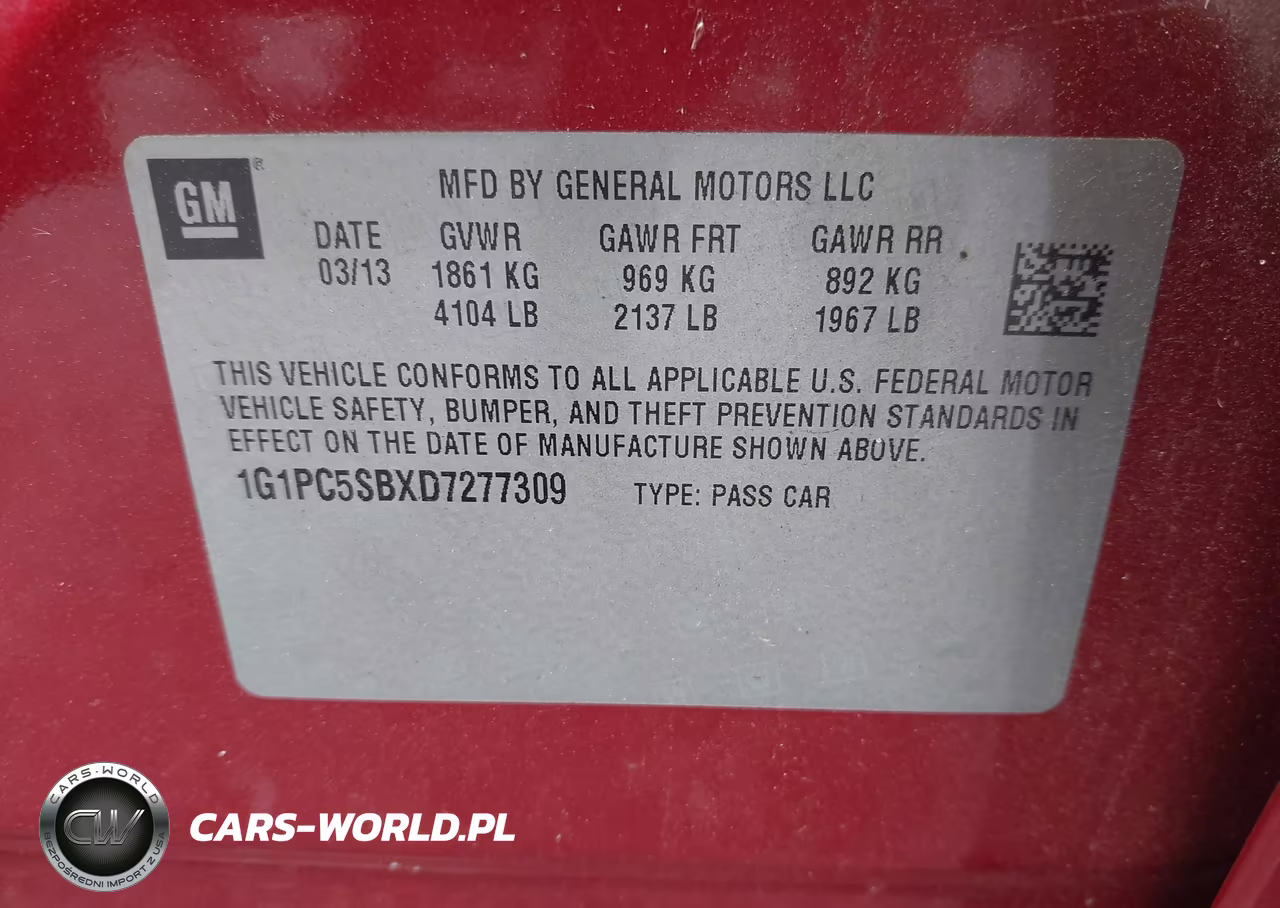 2013 Chevrolet Cruze 1Lt Auto VIN:1G1PC5SBXD7277309 - 9