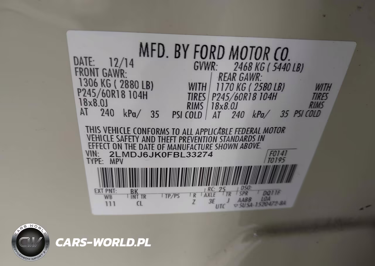 2015 Lincoln Mkx VIN:2LMDJ6JK0FBL33274 - 9
