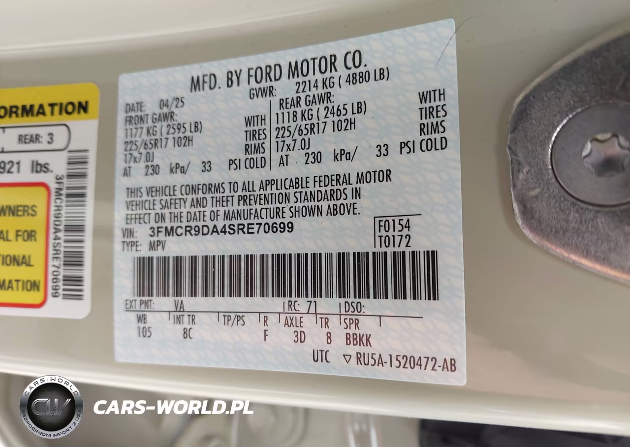 2025 Ford Bronco Sport Badlands VIN:3FMCR9DA4SRE70699 - 9