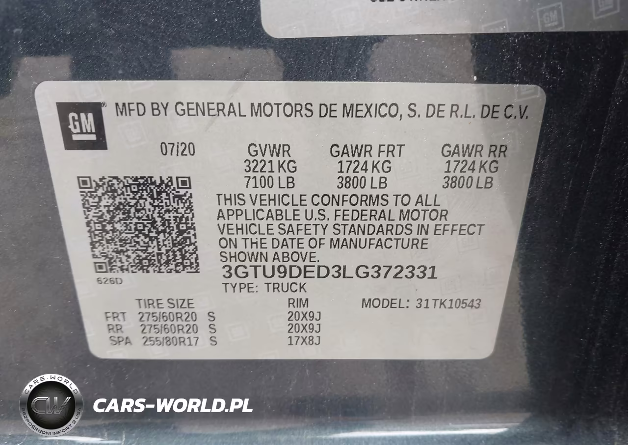2020 GMC Sierra 1500 4Wd Short Box Slt VIN:3GTU9DED3LG372331 - 9