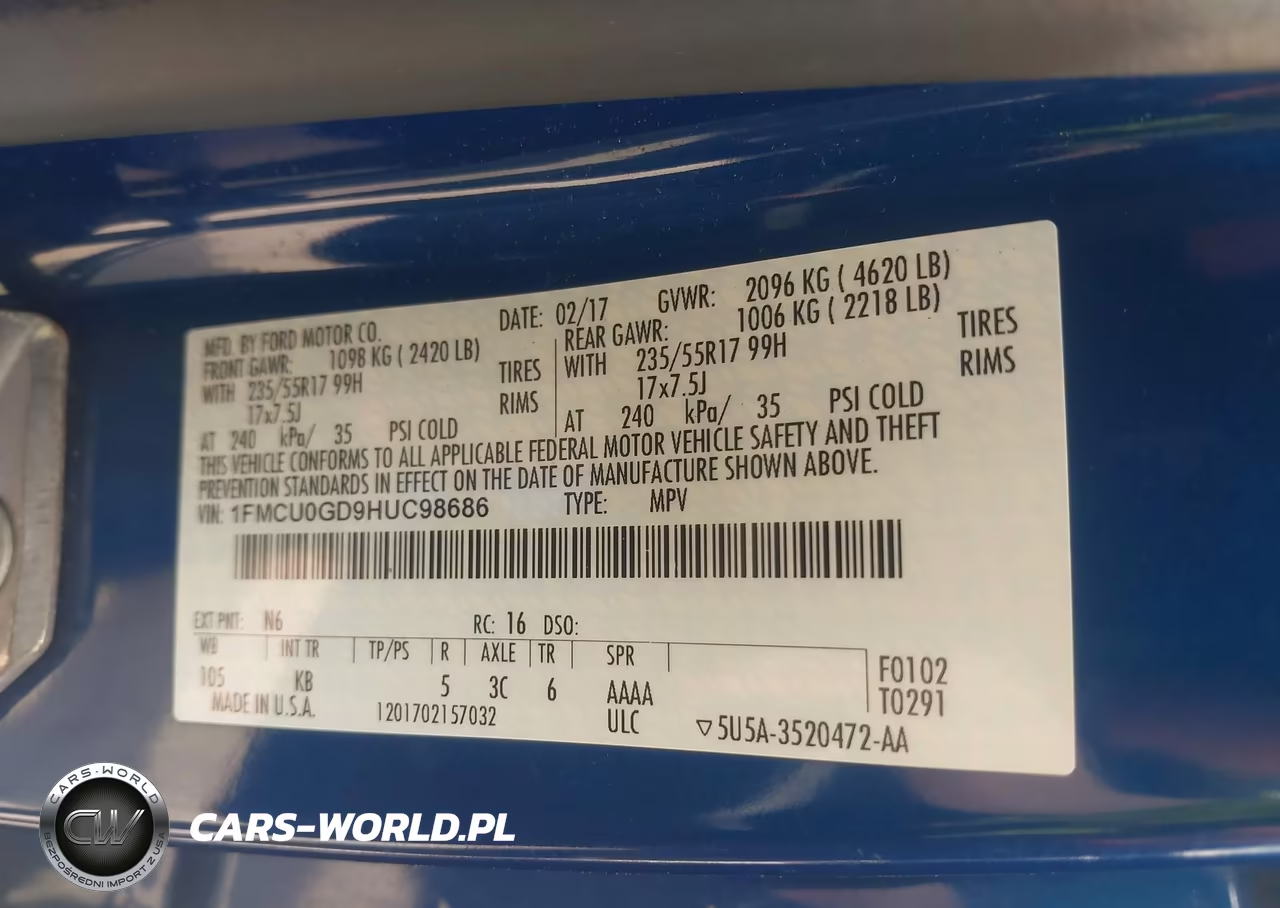2017 Ford Escape Se VIN:1FMCU0GD9HUC98686 - 9