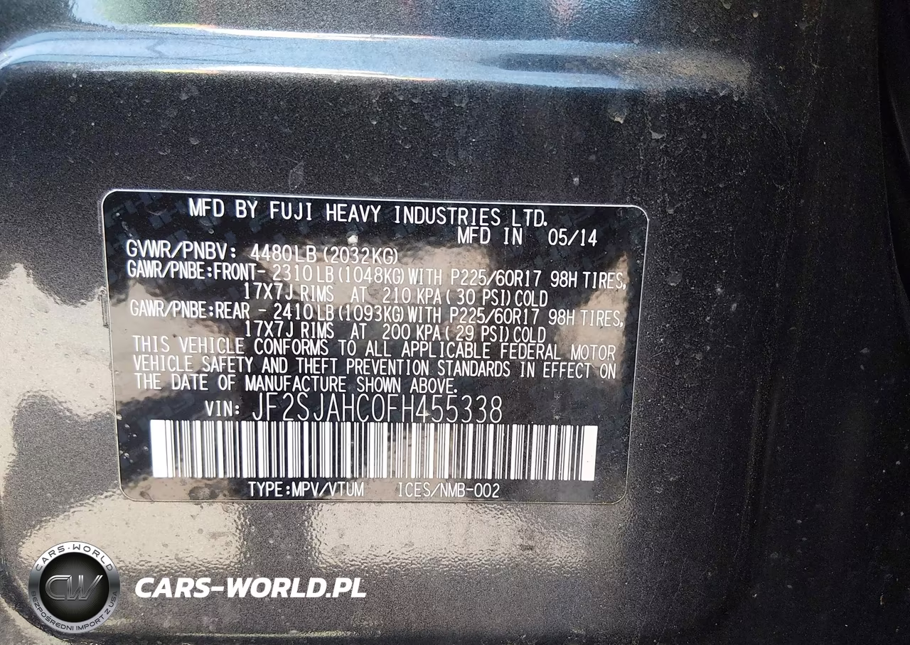 2015 Subaru Forester 2.5I Limited VIN:JF2SJAHC0FH455338 - 9