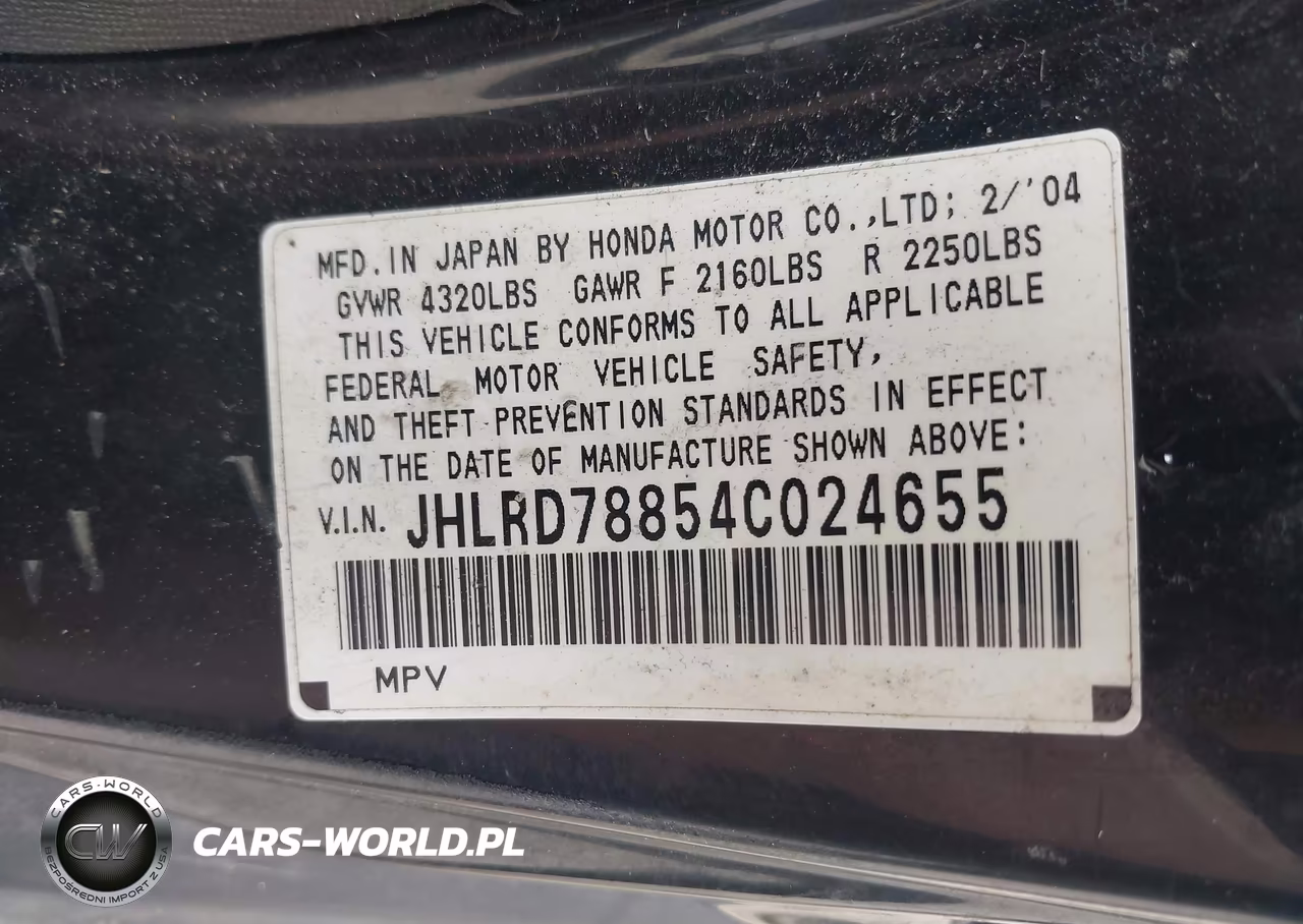 2004 Honda Cr-V Ex VIN:JHLRD78854C024655 - 9