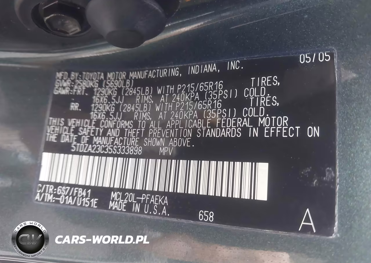 2005 Toyota Sienna Le VIN:5TDZA23C35S333898 - 9