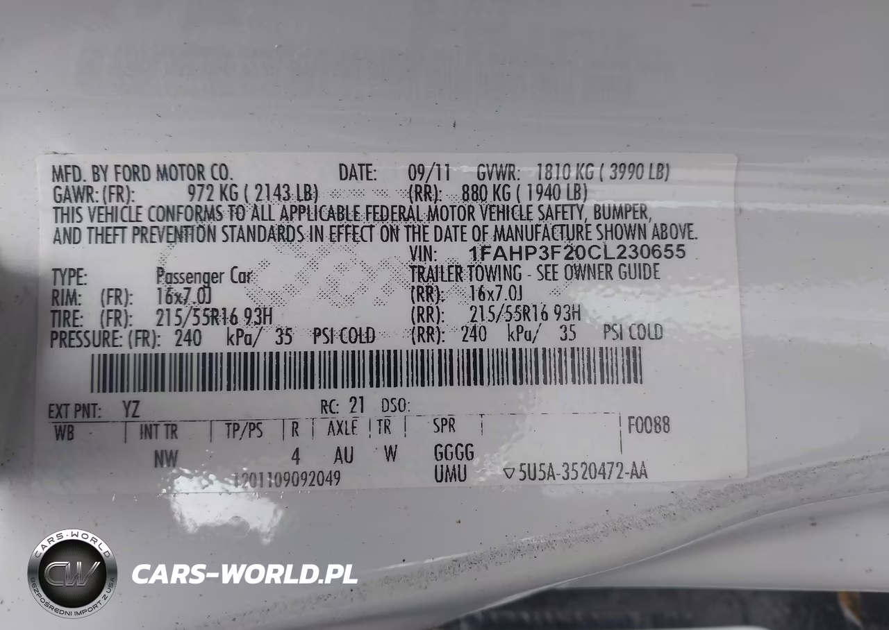 2012 Ford Focus Se VIN:1FAHP3F20CL230655 - 9