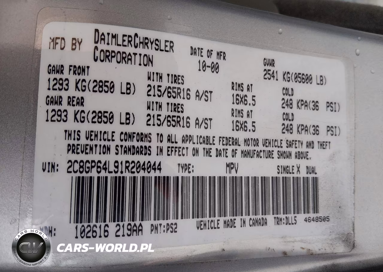 2001 Chrysler Town & Country Limited VIN:2C8GP64L91R204044 - 9