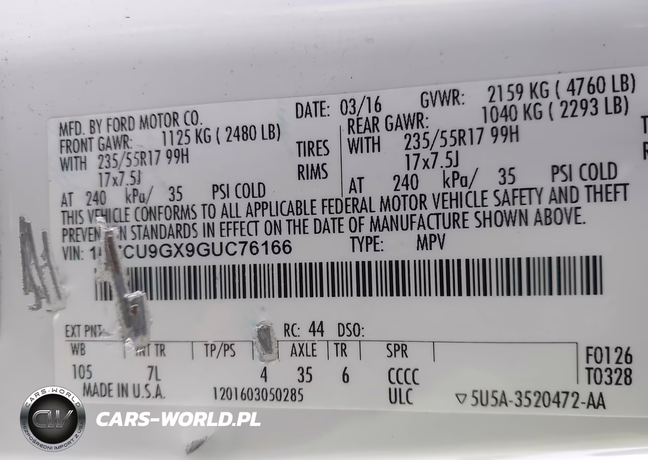 2016 Ford Escape Se VIN:1FMCU9GX9GUC76166 - 9