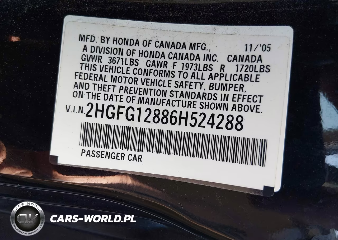 2006 Honda Civic Ex VIN:2HGFG12886H524288 - 9