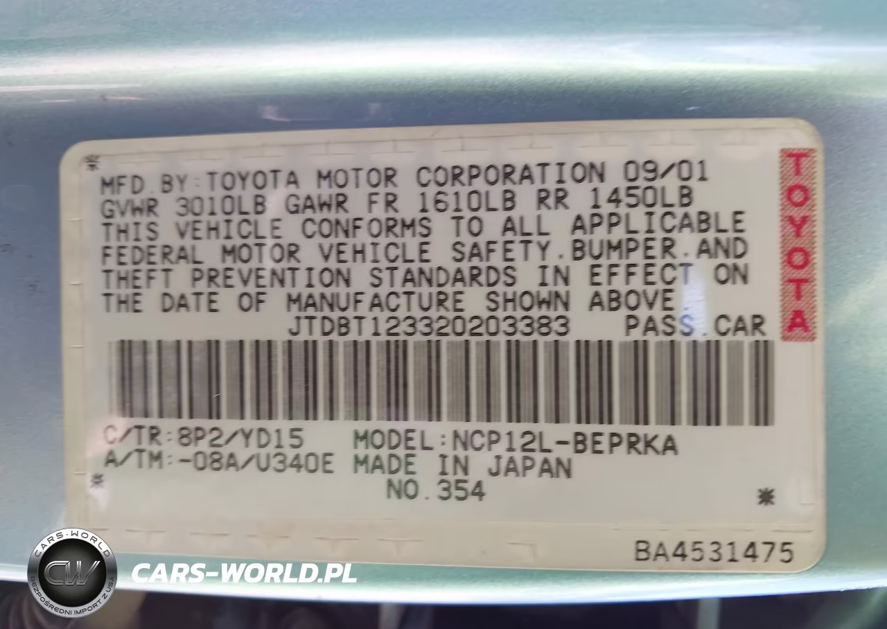 2002 Toyota Echo VIN:JTDBT123320203383 - 9