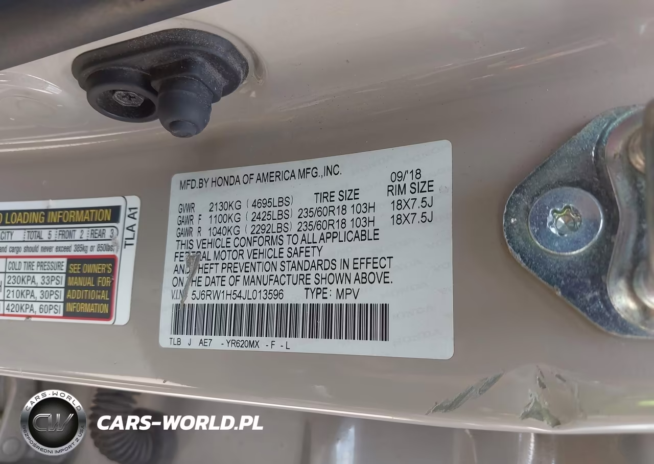 2018 Honda Cr-V Ex VIN:5J6RW1H54JL013596 - 9