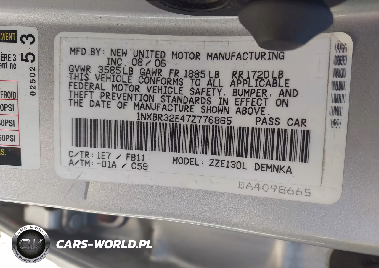 2007 Toyota Corolla Le VIN:1NXBR32E47Z776865 - 9