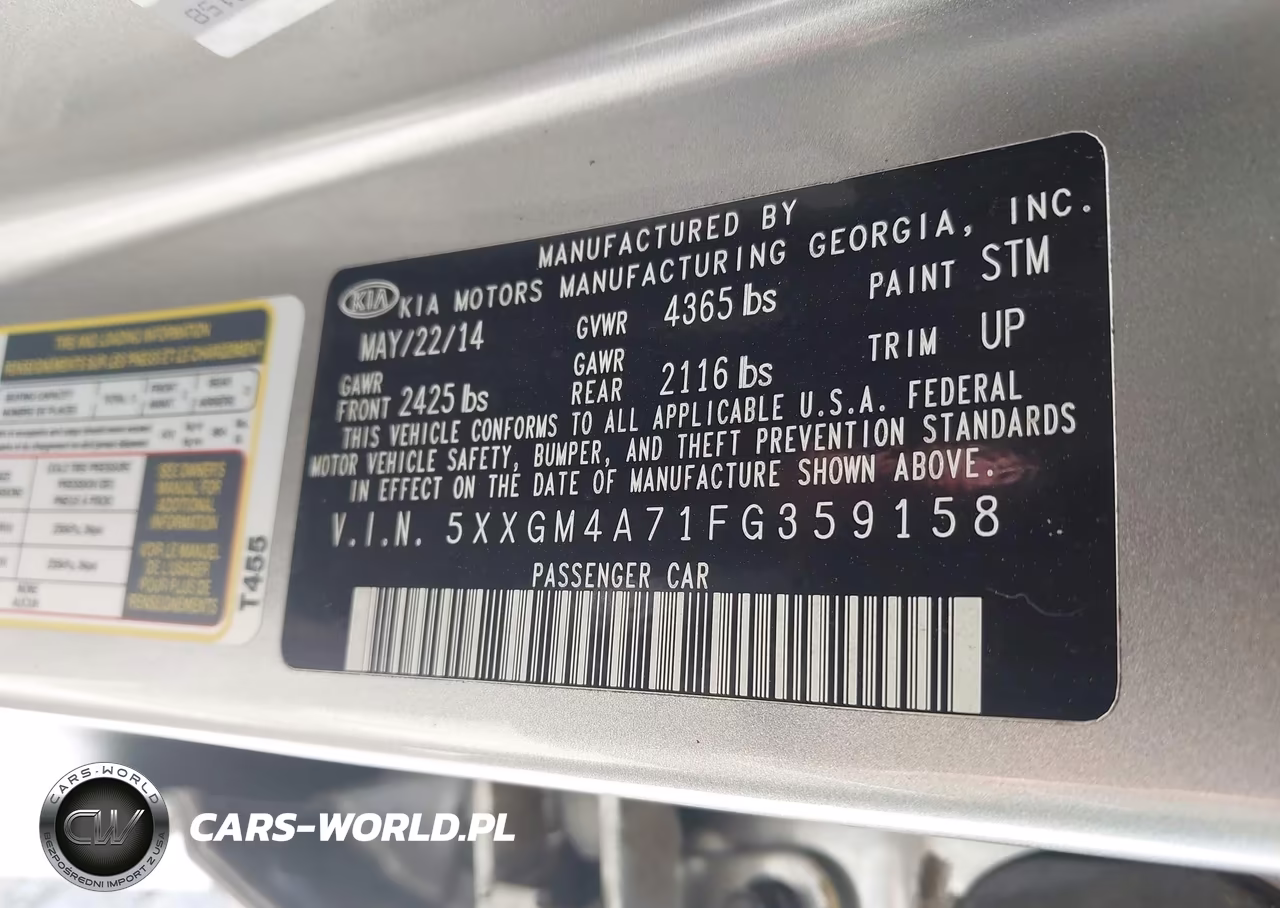 2015 Kia Optima Lx VIN:5XXGM4A71FG359158 - 9