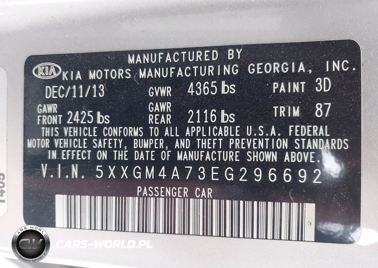 2014 Kia Optima Lx VIN:5XXGM4A73EG296692 - 9