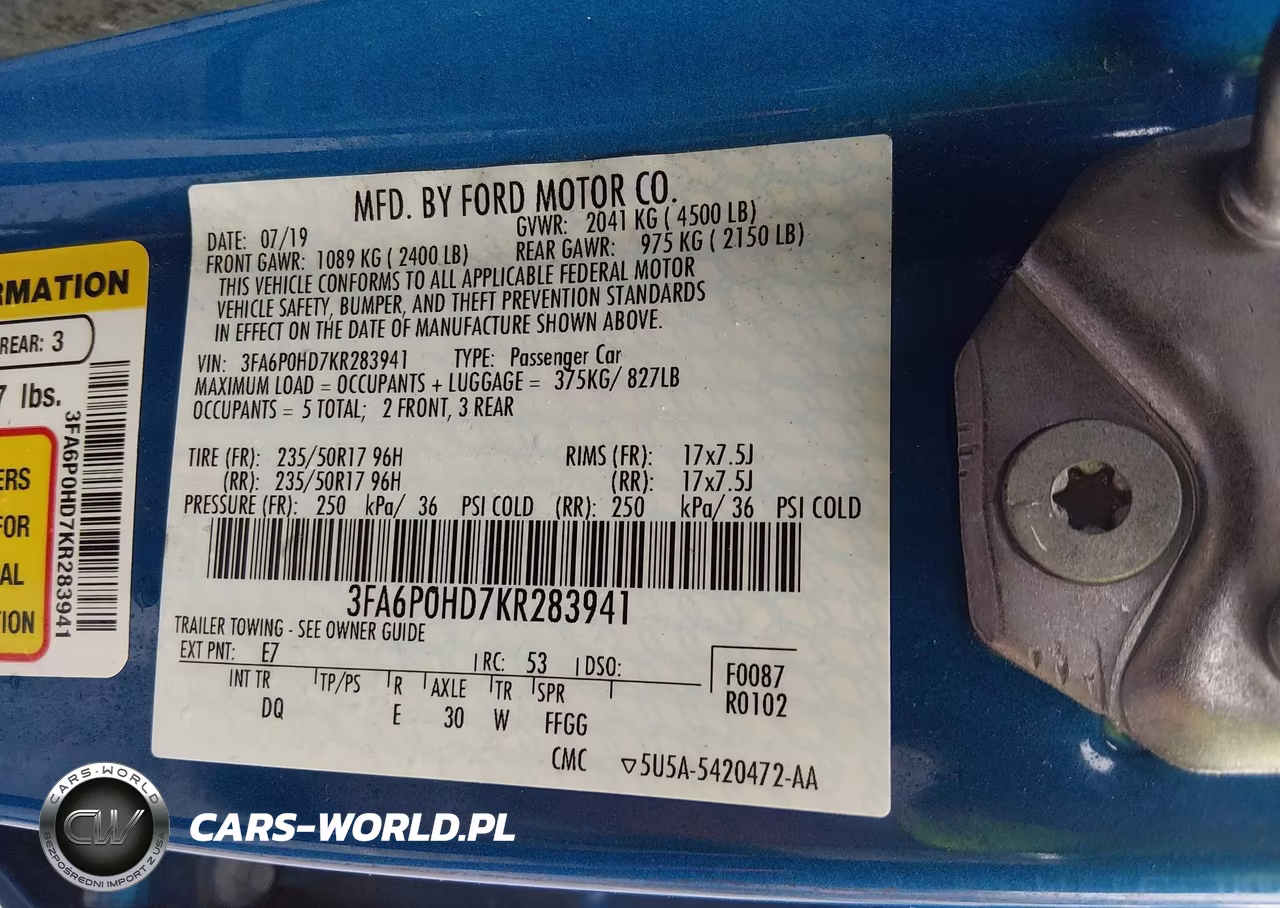 2019 Ford Fusion Se VIN:3FA6P0HD7KR283941 - 9