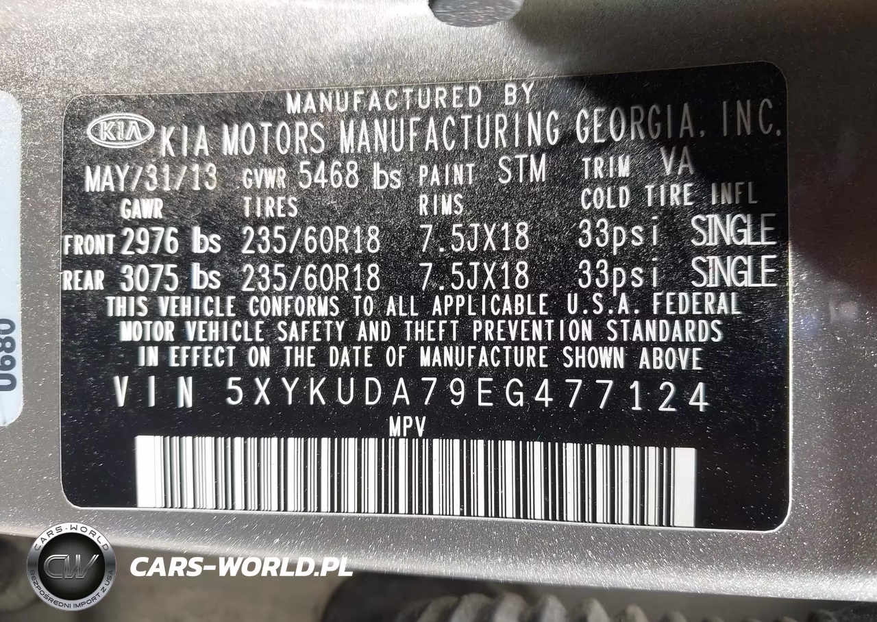 2014 Kia Sorento Ex V6 VIN:5XYKUDA79EG477124 - 9