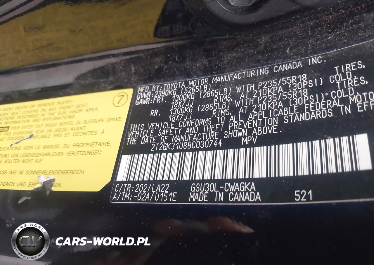 2008 Lexus Rx 350 VIN:2T2GK31U88C030744 - 9