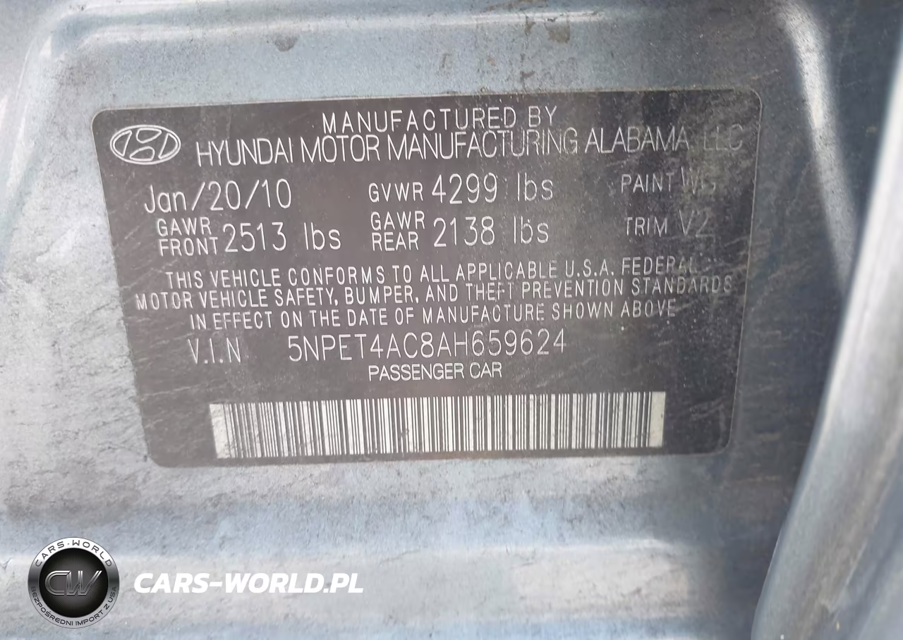 2010 Hyundai Sonata Gls VIN:5NPET4AC8AH659624 - 9