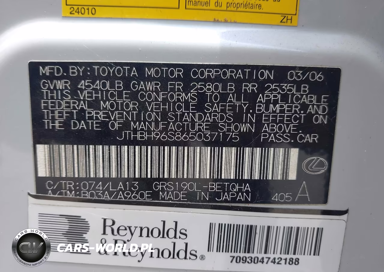 2006 Lexus Gs 300 VIN:JTHBH96S865037175 - 9