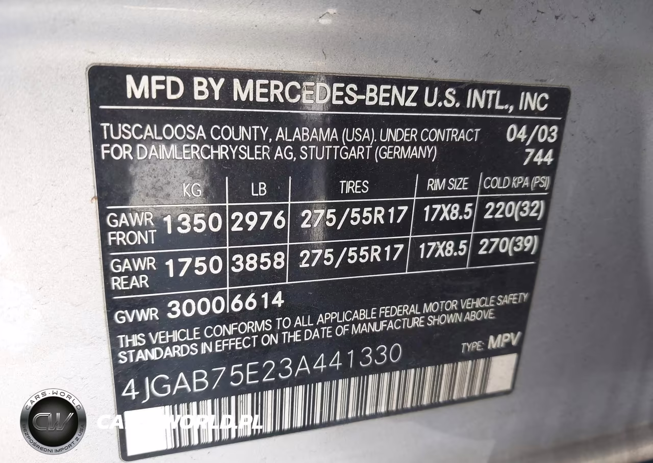 2003 Mercedes-Benz Ml 500 VIN:4JGAB75E23A441330 - 9
