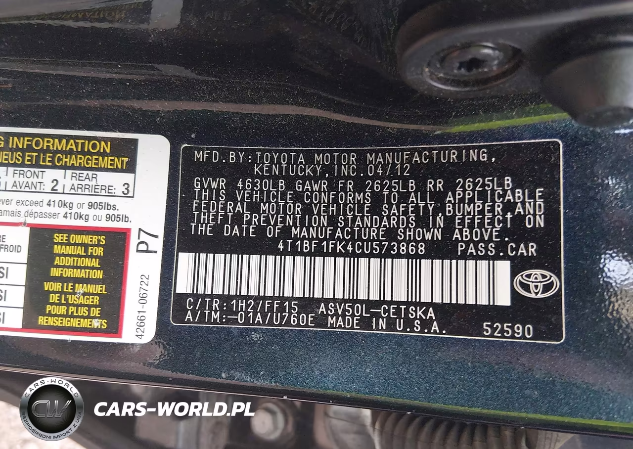 2012 Toyota Camry Se VIN:4T1BF1FK4CU573868 - 9