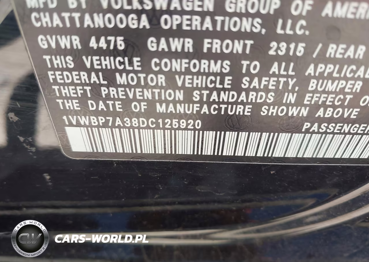 2013 Volkswagen Passat 2.5L Se VIN:1VWBP7A38DC125920 - 9