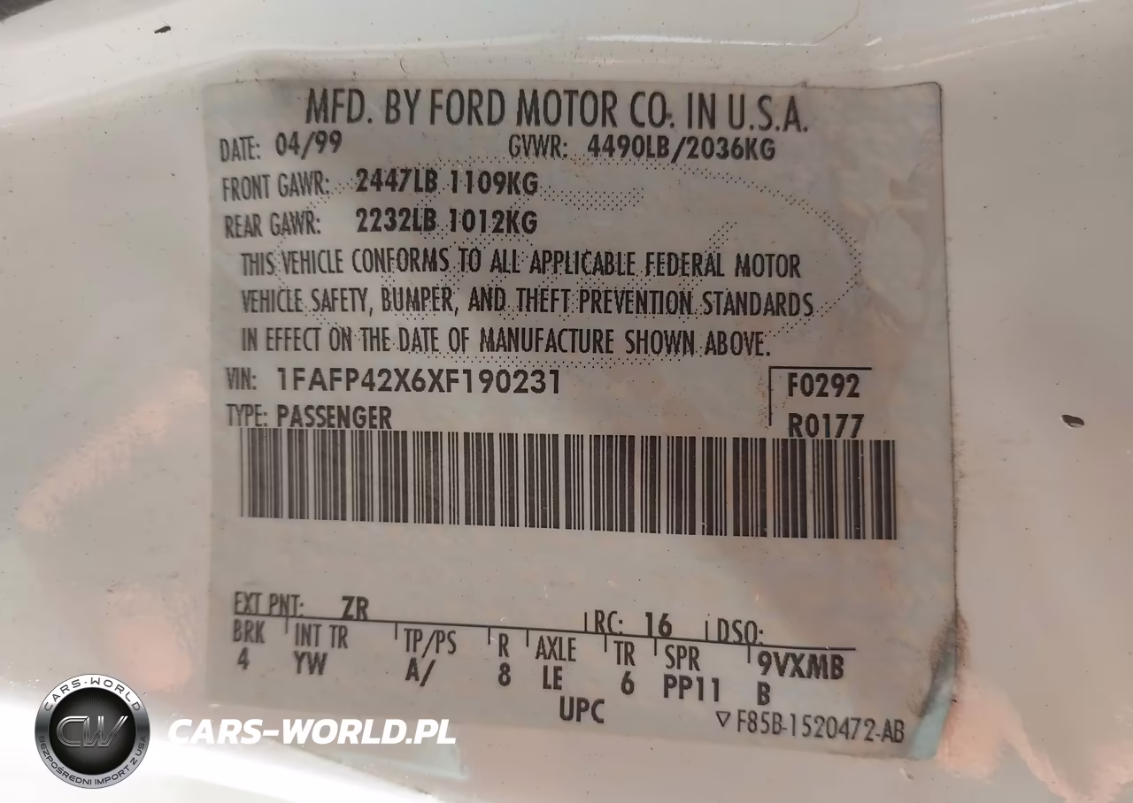 1999 Ford Mustang Gt VIN:1FAFP42X6XF190231 - 9