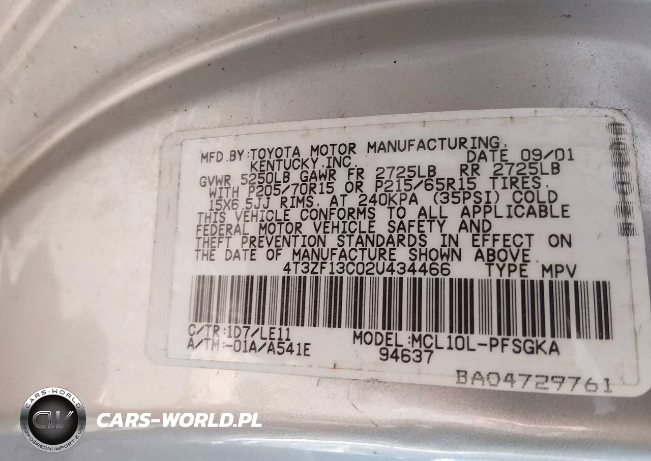 2002 Toyota Sienna Xle VIN:4T3ZF13C02U434466 - 9
