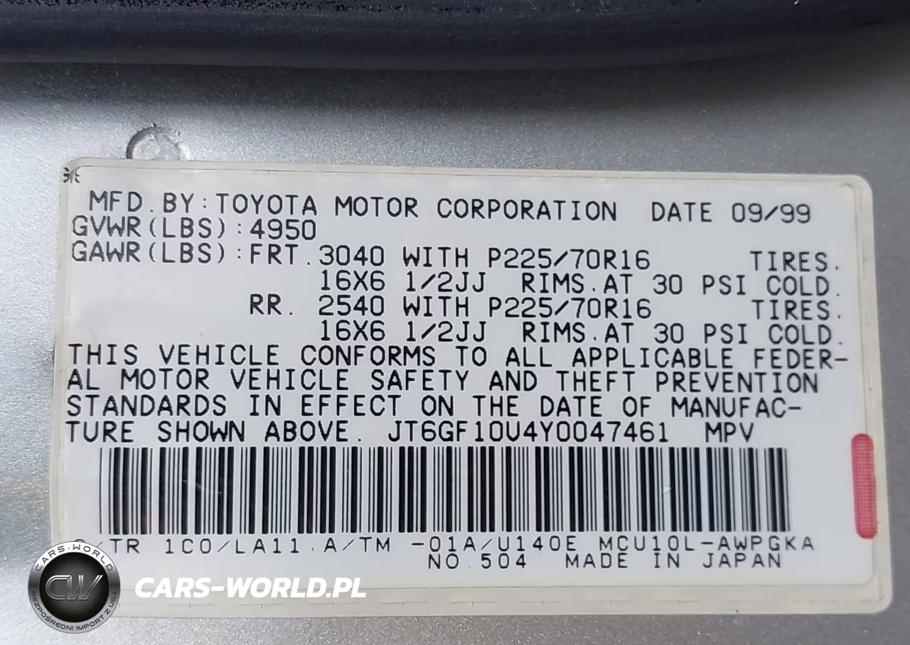 2000 Lexus Rx 300 VIN:JT6GF10U4Y0047461 - 9