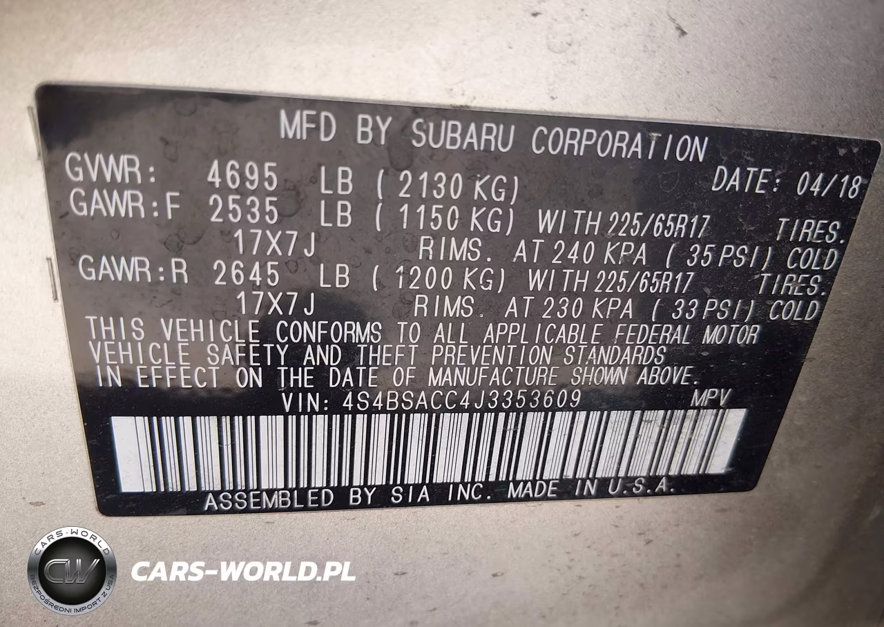2018 Subaru Outback 2.5I Premium VIN:4S4BSACC4J3353609 - 9