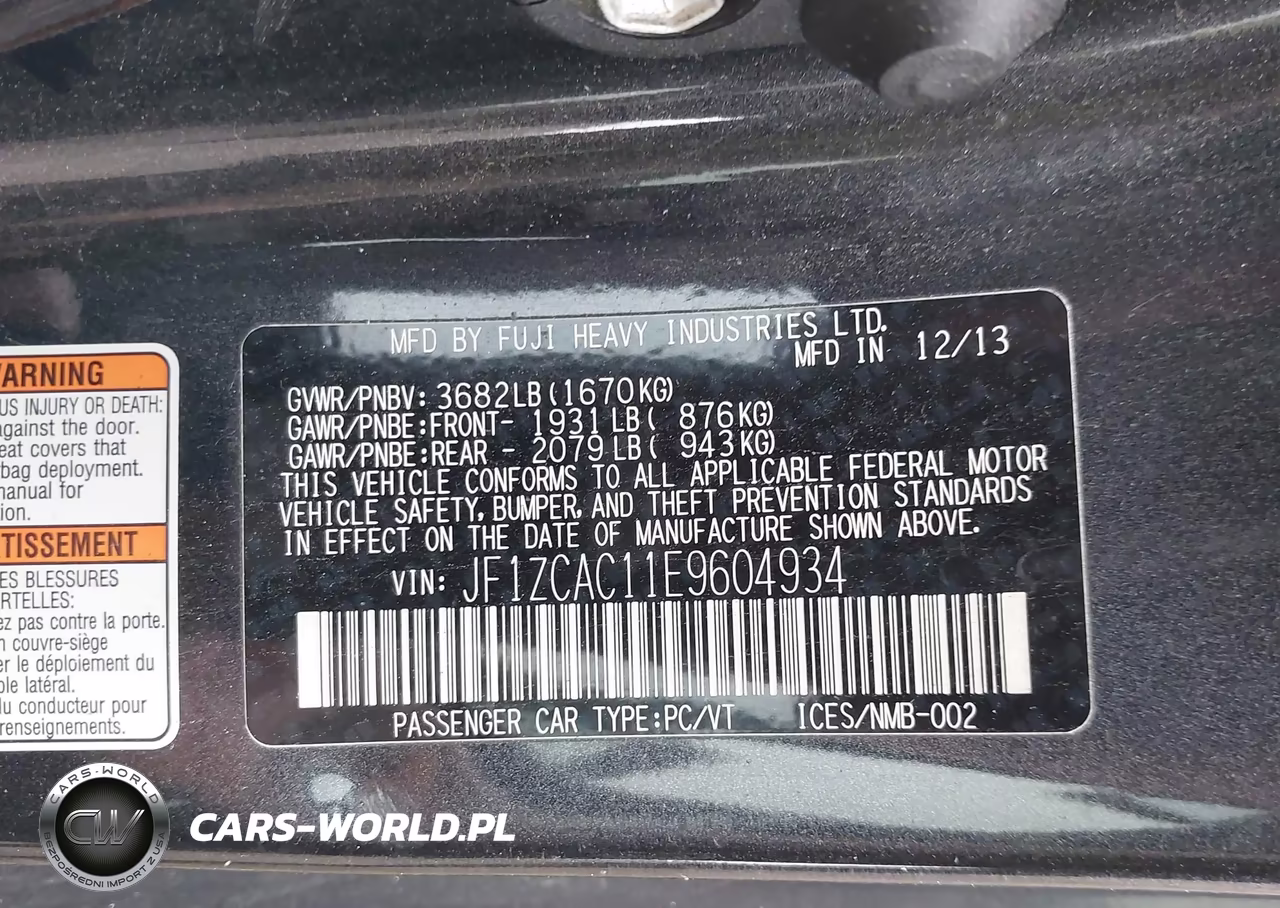2014 Subaru Brz Limited VIN:JF1ZCAC11E9604934 - 9