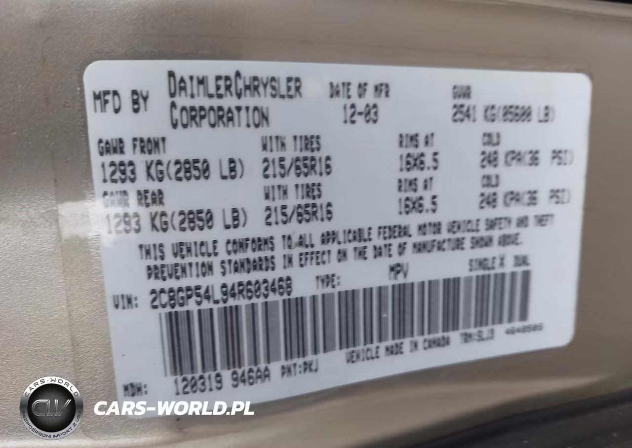 2004 Chrysler Town & Country Touring VIN:2C8GP54L94R603468 - 9