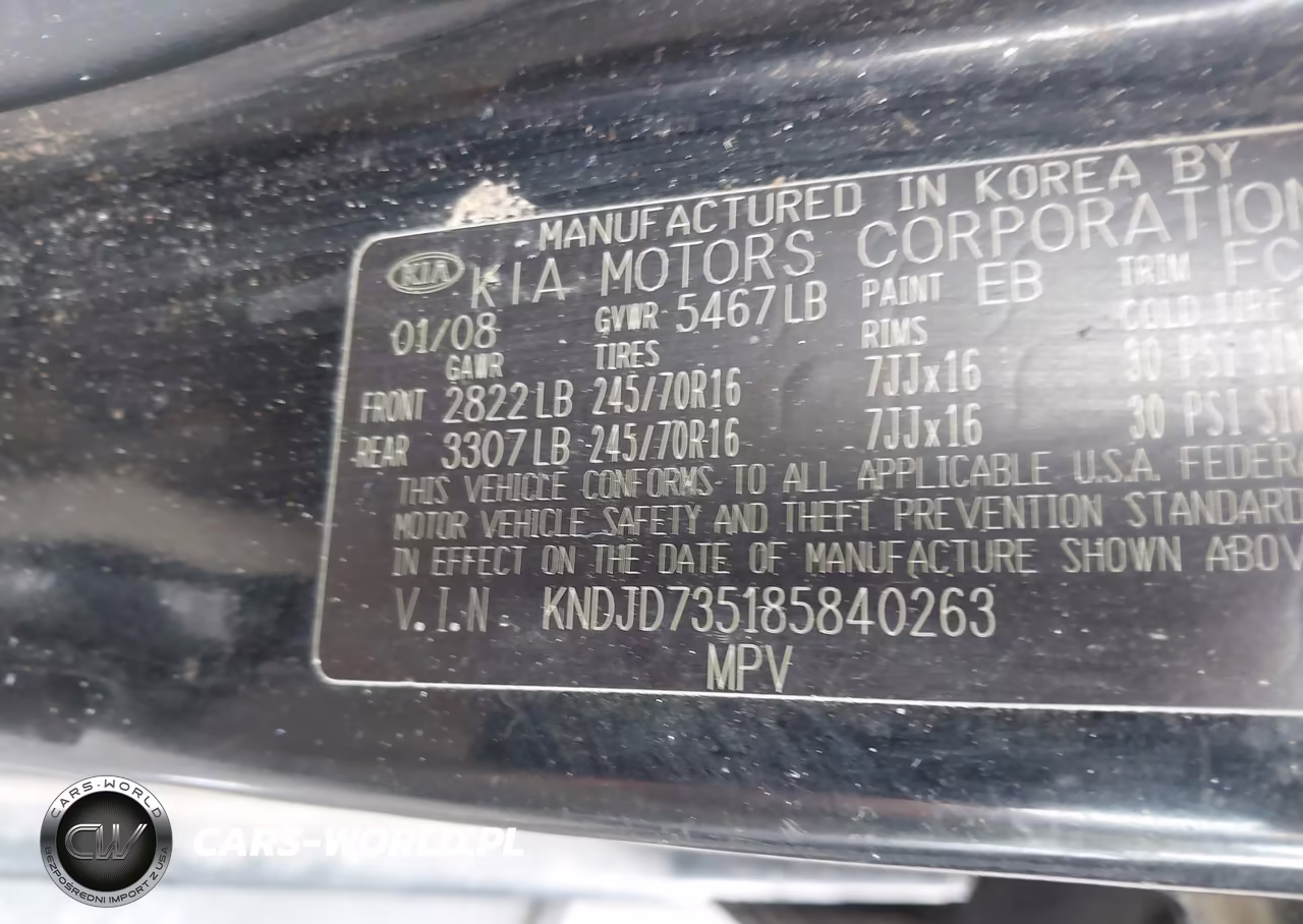 2008 Kia Sorento Lx Base VIN:KNDJD735185840263 - 9