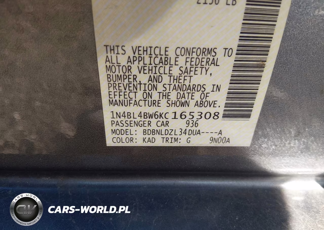 2019 Nissan Altima 2.5 S VIN:1N4BL4BW6KC165308 - 9