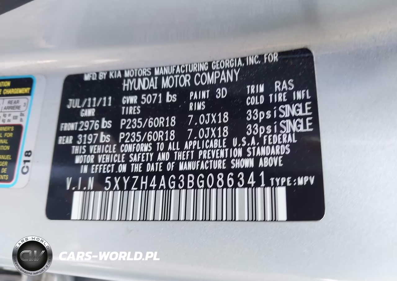 2011 Hyundai Santa Fe Se VIN:5XYZH4AG3BG086341 - 9