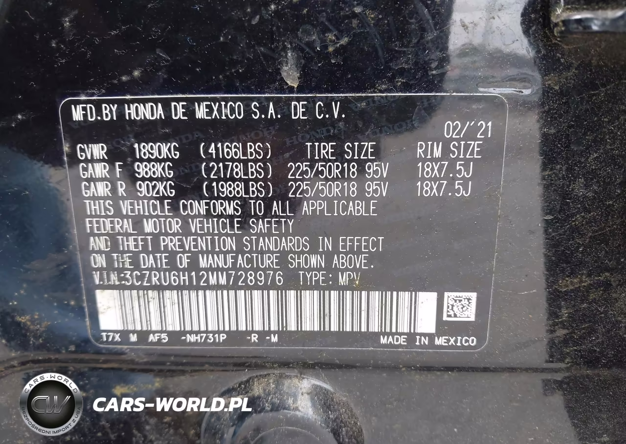 2021 Honda Hr-V Awd Sport VIN:3CZRU6H12MM728976 - 9